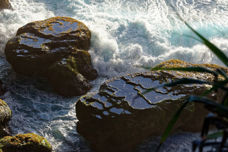 Top of rock forms natural rock pool