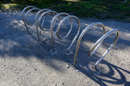 A bike parking rack for cyclists to park their bikesの写真素材