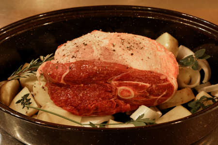 The Sunday roast is ready to go into the ovenの写真素材