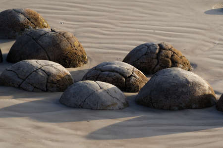 Moeraki Boulders, a tourist highlight near Moeraki Village, Otago region, on New Zealand's south-east coast of the South Island.の写真素材