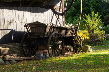 Nostalgic oldtimer open wagon in Drentheの写真素材