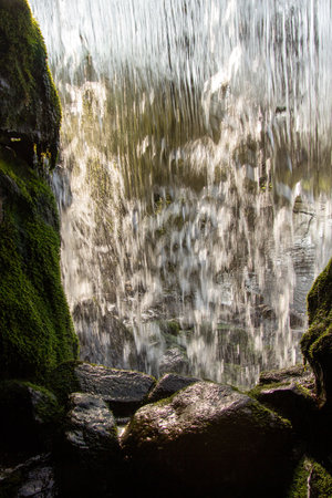 Waterfall in Park Sonsbeek in Arnhem, the Veluwe, the Netherlands.の写真素材