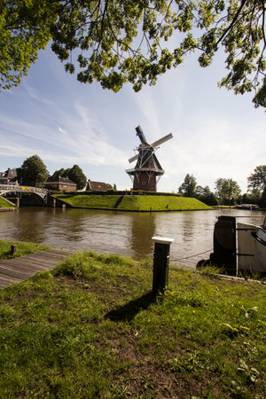 Windmill the Hope, in Dokkum, Friesland in the Netherlandsの写真素材