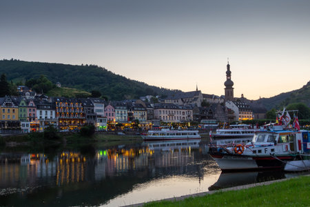 Dusk is breaking over Cochem in the Eifel valleyのeditorial素材
