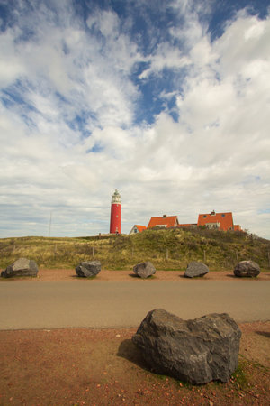 Lighthouse on the Cocksdorp on the island Texel in the Netherlandsのeditorial素材