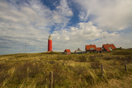 Lighthouse on the Cocksdorp on the island Texel in the Netherlandsのeditorial素材