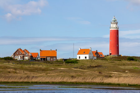 Lighthouse on the Cocksdorp on the island Texel in the Netherlandsのeditorial素材