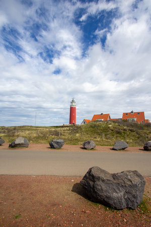 Lighthouse on the Cocksdorp on the island Texel in the Netherlandsのeditorial素材