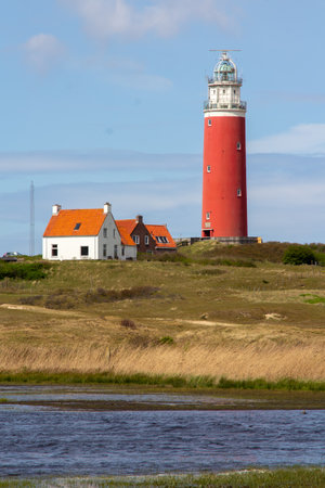 Lighthouse on the Cocksdorp on the island Texel in the Netherlandsのeditorial素材