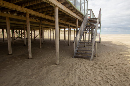 Stairs of a beach house on the island Texelのeditorial素材
