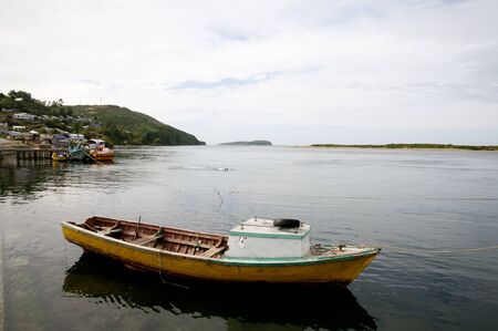 Wooden Boat - Ancud - Chileの写真素材