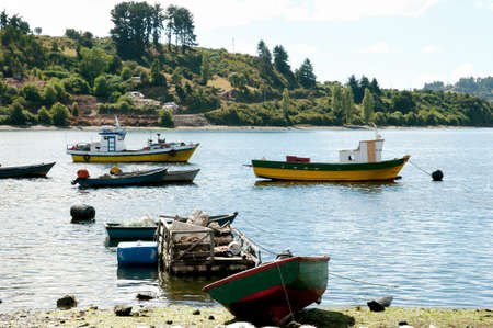 Fishermen Boats - Castro Bay - Chileの写真素材