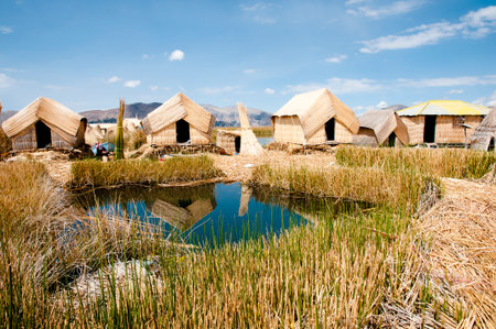 Uros Islands - Lake Titicaca - Peruの写真素材
