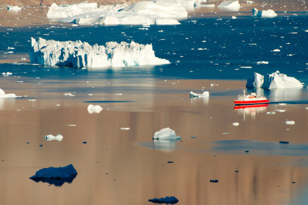 Icebergs Fjord from Expedition Ship - Scoresby Sound - Greenland