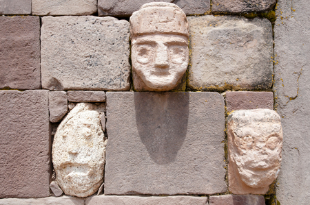Tenon Heads - Tiwanaku - Boliviaの写真素材