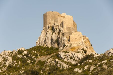 Queribus Cathar Castle Ruin - Franceの写真素材