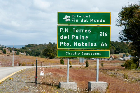 Torres Del Paine National Park Sign - Chileの写真素材