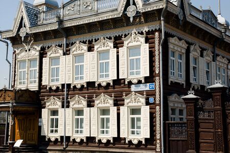Wooden Facade - Irkutsk - Russiaの写真素材