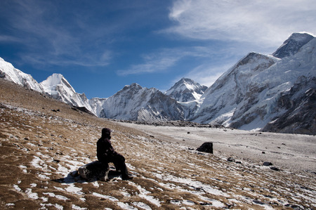 Sherpa Resting at Pumori Peak - Nepalの写真素材