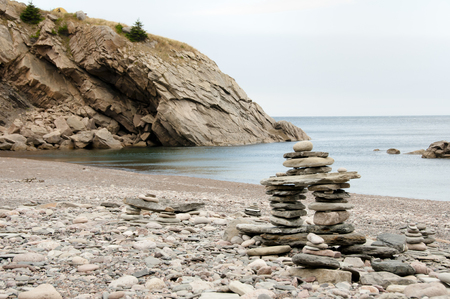 Inuksuk Cairn at Meat Cove - Nova Scotia - Canadaの写真素材