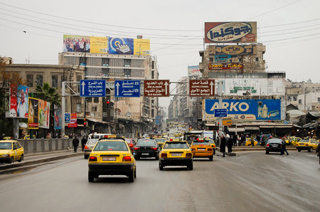 ALEPPO, SYRIA - JANUARY 12, 2010:  Daily traffic in the city of Aleppo before the outbreak of the civil warのeditorial素材