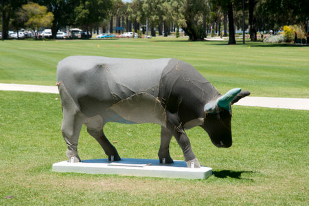 PERTH, AUSTRALIA - November 22, 2016: CowParade has grown to become the largest and most successful temporary public art event in the world where local artists transform sculptures into unique artのeditorial素材