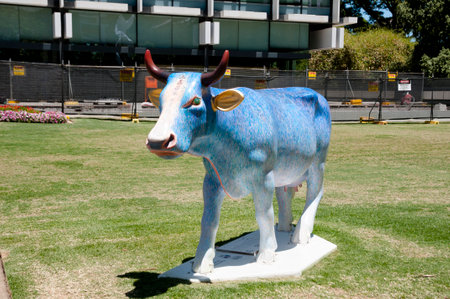 PERTH, AUSTRALIA - November 22, 2016: CowParade has grown to become the largest and most successful temporary public art event in the world where local artists transform sculptures into unique artのeditorial素材