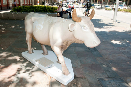 PERTH, AUSTRALIA - November 22, 2016: CowParade has grown to become the largest and most successful temporary public art event in the world where local artists transform sculptures into unique artのeditorial素材