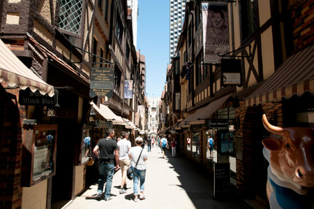 PERTH, AUSTRALIA - October 30, 2016: London Court is a popular tourist shopping arcade and is included it in the State Heritage Registerのeditorial素材