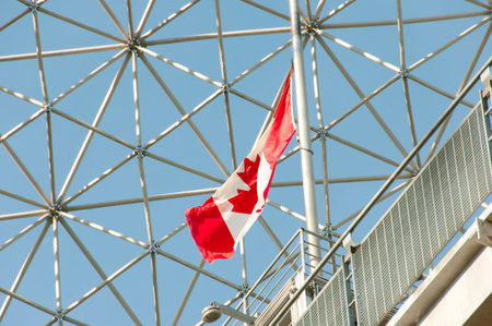 Canadian Flag in Biosphere - Montreal - Canadaの写真素材