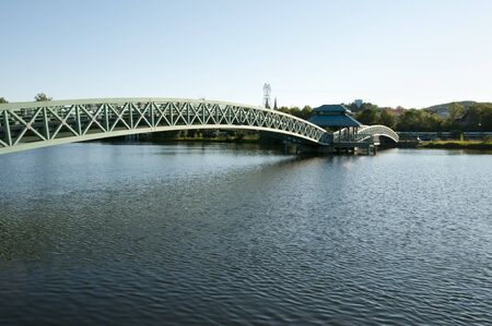 Bernard Valcourt Bridge - Edmundston - New Brunswickの写真素材