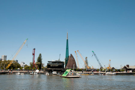 PERTH, AUSTRALIA - October 30, 2016: Elizabeth Quay is a current development project near the Swan Riverのeditorial素材