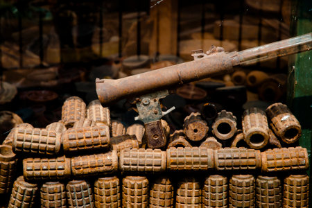 Rusty Grenades in Landmine Museum - Siem Reap - Cambodiaのeditorial素材