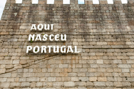 "Aqui Nasceu Portugal" (Portugal was born here) - Guimaraes - Portugalの写真素材