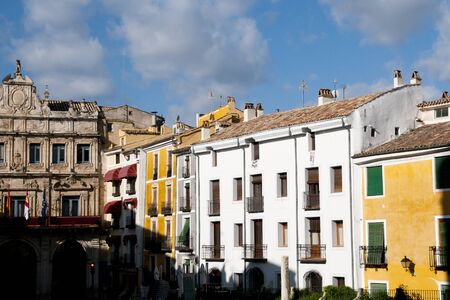 Colorful Buildings in Main Square - Cuenca - Spainの写真素材