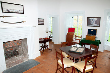 ILE-AUX-NOIX, CANADA - August 2, 2016: Inside Fort Lennox built in the 1830s displaying a guardhouse, officers' quarters, barracks and casematesのeditorial素材