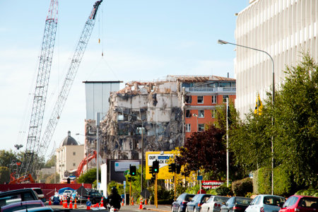 CHRISTCHURCH, NEW ZEALAND - March 25, 2011: Closed city after the Christchurch Earthquake of February 2011のeditorial素材