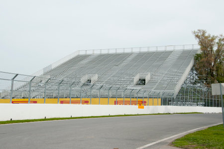 MONTREAL, CANADA - May 29, 2015: F1 race track preparations for the annual racing weekend in Juneのeditorial素材