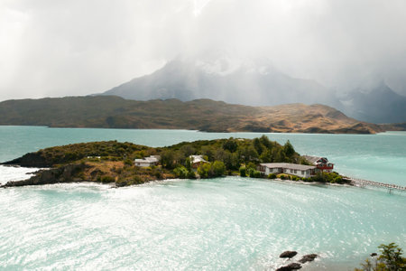 Pehoe Lake - Torres Del Paine National Park - Chileのeditorial素材