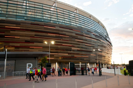 PERTH, AUSTRALIA - February 1, 2018: New Optus Stadium in Perth opened in January with a capacity of 60000 peopleのeditorial素材
