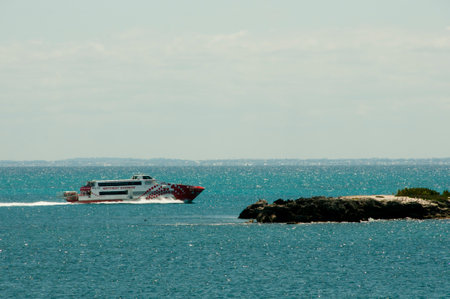 ROTTNEST ISLAND, AUSTRALIA - October 24, 2017: Rottnest Express ferry is a daily service carrying passengers from Perth to the islandのeditorial素材