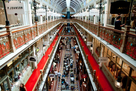 SYDNEY, AUSTRALIA - April 6, 2018: Inside The Strand Arcade shopping mall with its Victorian-style architectureのeditorial素材