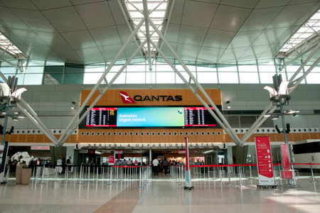 PERTH, AUSTRALIA - April 7, 2018: Security gates for arrivals & departures gates in Perth International Airportのeditorial素材