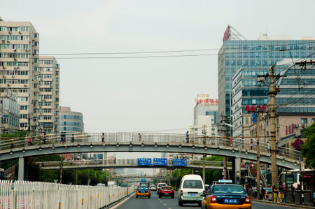 BEIJING, CHINA - May 7, 2012: Main boulevard city life in China's capitalのeditorial素材