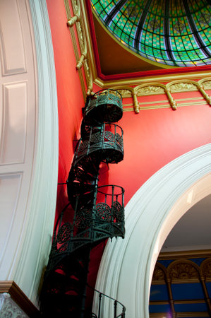 SYDNEY, AUSTRALIA - April 4, 2018: Spiral staircase inside the QVB buildingのeditorial素材