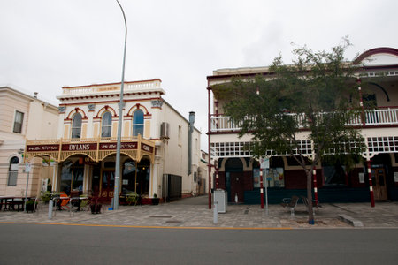 ALBANY, AUSTRALIA - February 21, 2018: Commercial buildings on popular Stirling Terraceのeditorial素材