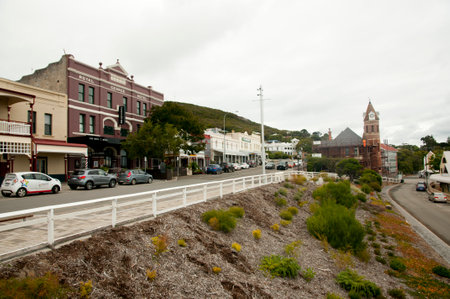 ALBANY, AUSTRALIA - February 21, 2018: Commercial buildings on popular Stirling Terraceのeditorial素材
