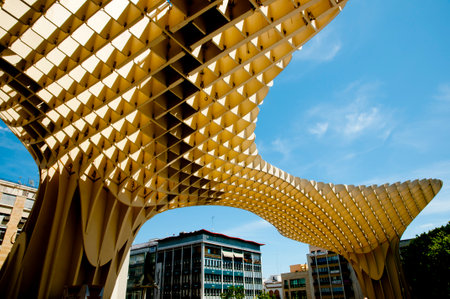 SEVILLE, SPAIN - June 1, 2016: The Metropol Parasol is a wooden structure designed by German architect Jurgen Mayer and completed in April 2011のeditorial素材