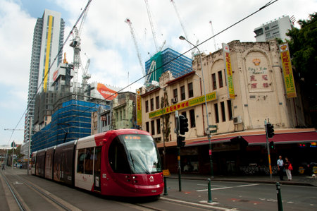 SYDNEY, AUSTRALIA - April 6, 2018: Colourful Chinatown is a mixture of asian culture, shopping and cuisineのeditorial素材