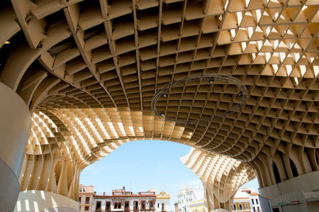 SEVILLE, SPAIN - June 1, 2016: The Metropol Parasol is a wooden structure designed by German architect Jurgen Mayer and completed in April 2011のeditorial素材